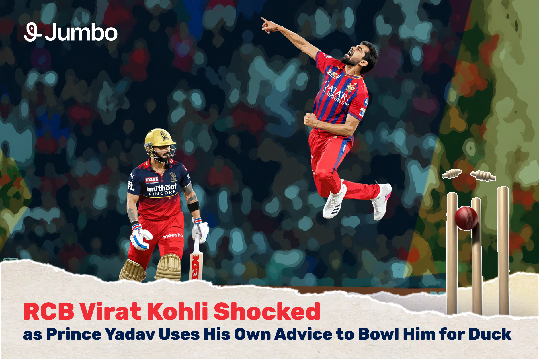 RCB Virat Kohli Shocked as Prince Yadav Uses His Own Advice to Bowl Him for Duck